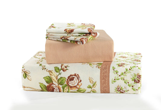 Bloom Natural Flannelette Brushed Cotton Sheet Set