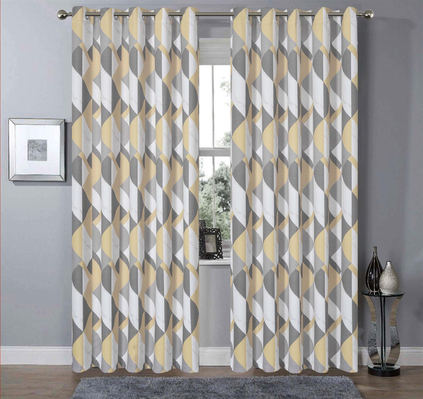 Eyelet Marble Effect Blackout Thermal Curtain Pair