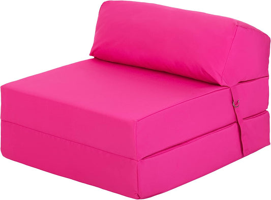 Indoor/Outdoor Fold Out Z Bed Chair | Lightweight Sofa Bed Futon with Soft Water-Resistant Cover Pink