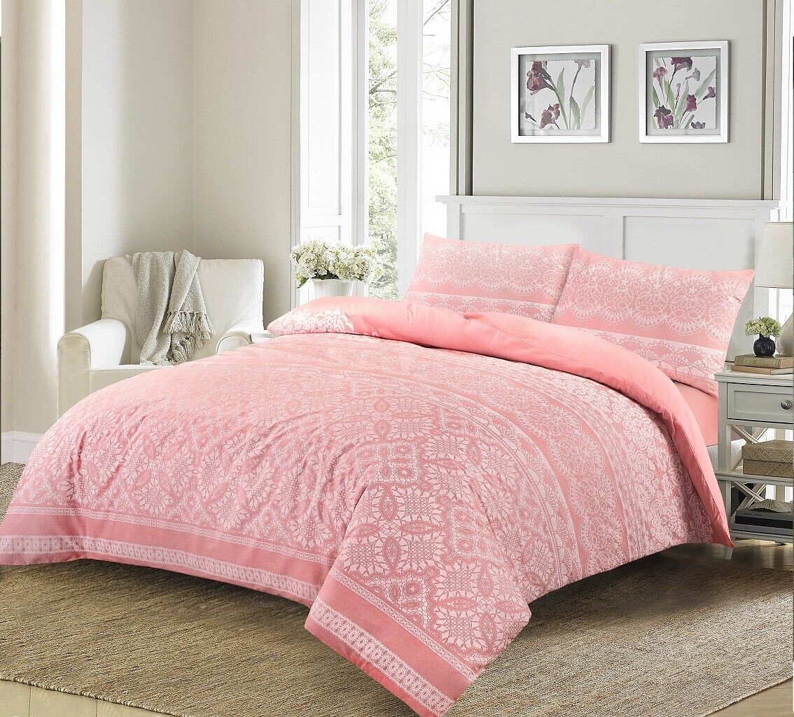 Printed Reversible Floral Patterned Duvet Cover Set 3 Colours