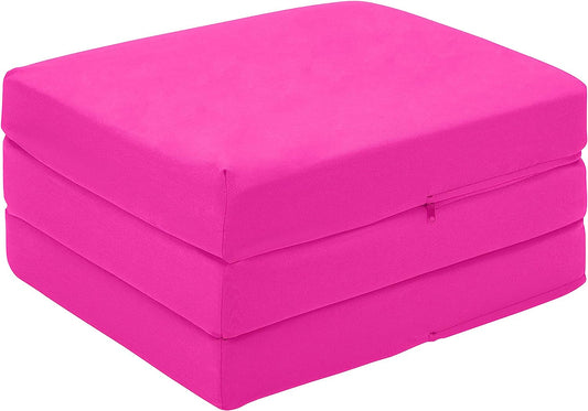 Pink Ultimate Z-Bed Cube: Foldable Mattress for Adults and Kids - Sleepover Chair Bed, Single Futon Ready Bed, Floor Mattress for Living Room - Lightweight, Comfy, and Easily Foldable Bed