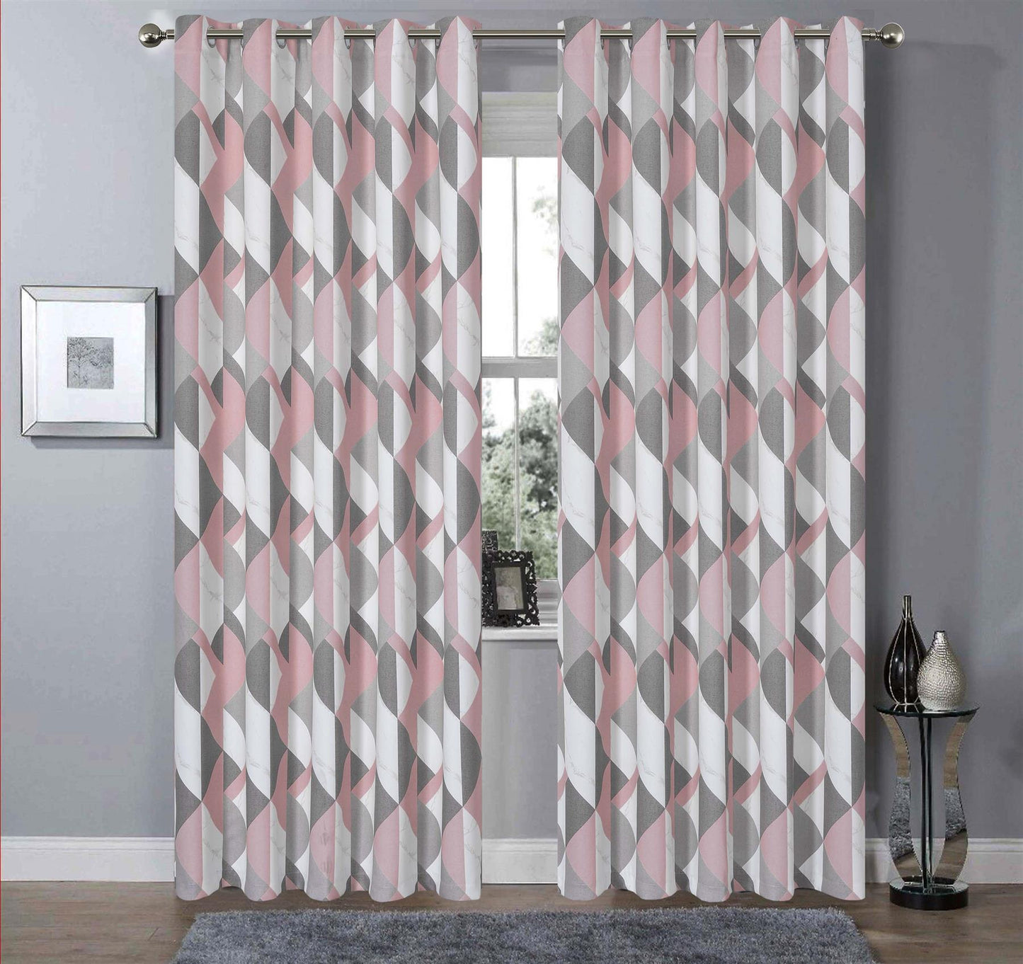 Eyelet Marble Effect Blackout Thermal Curtain Pair