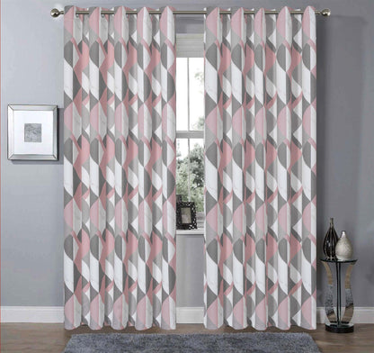 Eyelet Marble Effect Blackout Thermal Curtain Pair