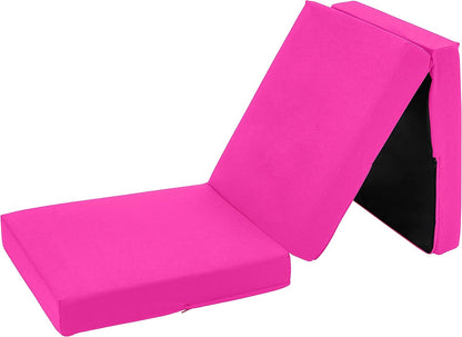Pink Ultimate Z-Bed Cube: Foldable Mattress for Adults and Kids - Sleepover Chair Bed, Single Futon Ready Bed, Floor Mattress for Living Room - Lightweight, Comfy, and Easily Foldable Bed