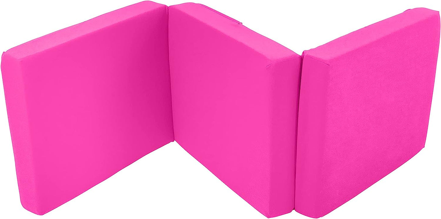 Pink Ultimate Z-Bed Cube: Foldable Mattress for Adults and Kids - Sleepover Chair Bed, Single Futon Ready Bed, Floor Mattress for Living Room - Lightweight, Comfy, and Easily Foldable Bed