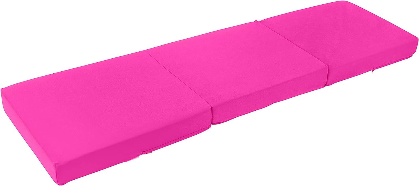 Pink Ultimate Z-Bed Cube: Foldable Mattress for Adults and Kids - Sleepover Chair Bed, Single Futon Ready Bed, Floor Mattress for Living Room - Lightweight, Comfy, and Easily Foldable Bed