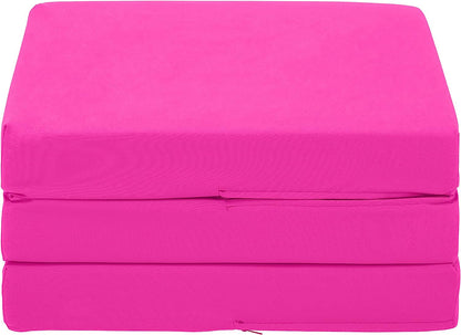 Pink Ultimate Z-Bed Cube: Foldable Mattress for Adults and Kids - Sleepover Chair Bed, Single Futon Ready Bed, Floor Mattress for Living Room - Lightweight, Comfy, and Easily Foldable Bed
