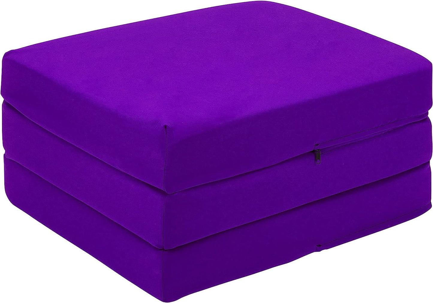 Purple Ultimate Z-Bed Cube: Foldable Mattress for Adults and Kids - Sleepover Chair Bed, Single Futon Ready Bed, Floor Mattress for Living Room - Lightweight, Comfy, and Easily Foldable Bed