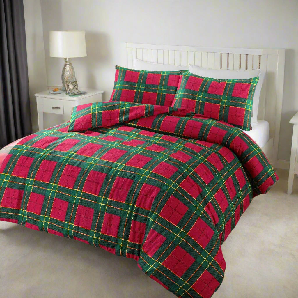 Tartan Flannelette Duvet Set 3 Colours