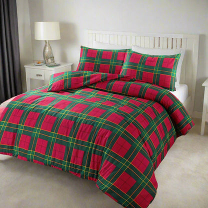 Tartan Flannelette Duvet Set 3 Colours