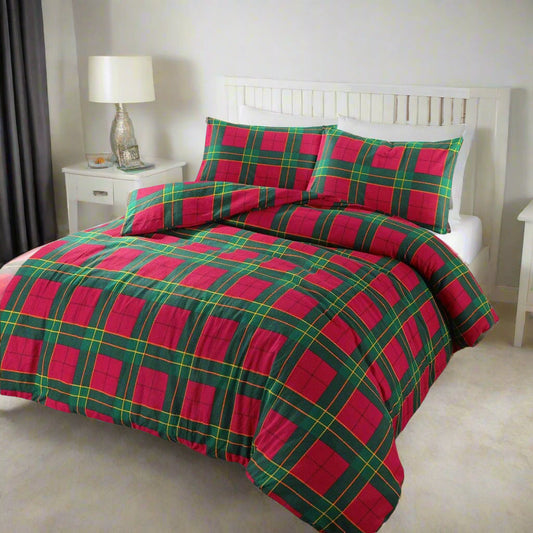Tartan Flannelette Duvet Set 3 Colours
