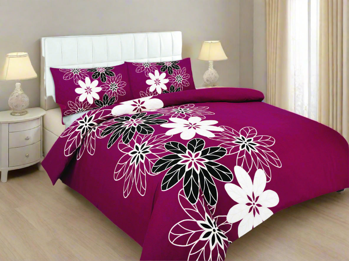 Multi Flower Stencil Duvet Set 3 Colours
