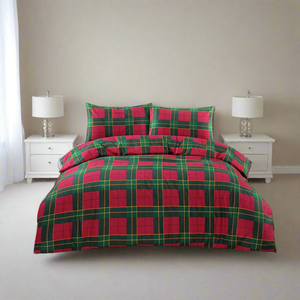 Tartan Flannelette Duvet Set 3 Colours