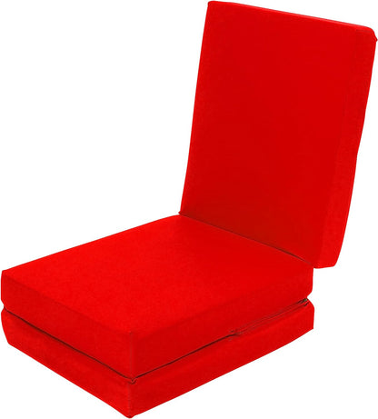 Red Ultimate Z-Bed Cube: Foldable Mattress for Adults and Kids - Sleepover Chair Bed, Single Futon Ready Bed, Floor Mattress for Living Room - Lightweight, Comfy, and Easily Foldable Bed