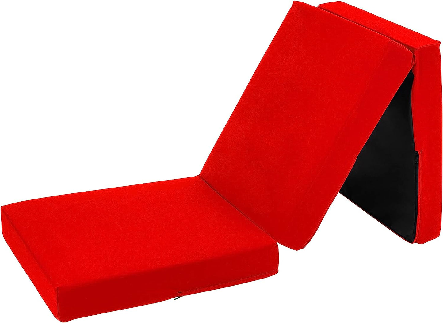 Red Ultimate Z-Bed Cube: Foldable Mattress for Adults and Kids - Sleepover Chair Bed, Single Futon Ready Bed, Floor Mattress for Living Room - Lightweight, Comfy, and Easily Foldable Bed