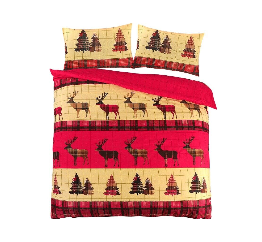 Flannelette 100% Cotton Stag Duvet Cover Set 3 Colours