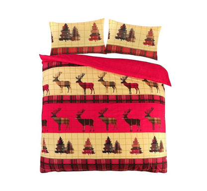 Flannelette 100% Cotton Stag Duvet Cover Set 3 Colours