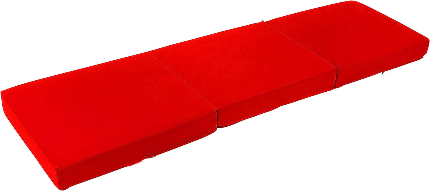 Red Ultimate Z-Bed Cube: Foldable Mattress for Adults and Kids - Sleepover Chair Bed, Single Futon Ready Bed, Floor Mattress for Living Room - Lightweight, Comfy, and Easily Foldable Bed
