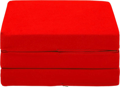 Red Ultimate Z-Bed Cube: Foldable Mattress for Adults and Kids - Sleepover Chair Bed, Single Futon Ready Bed, Floor Mattress for Living Room - Lightweight, Comfy, and Easily Foldable Bed