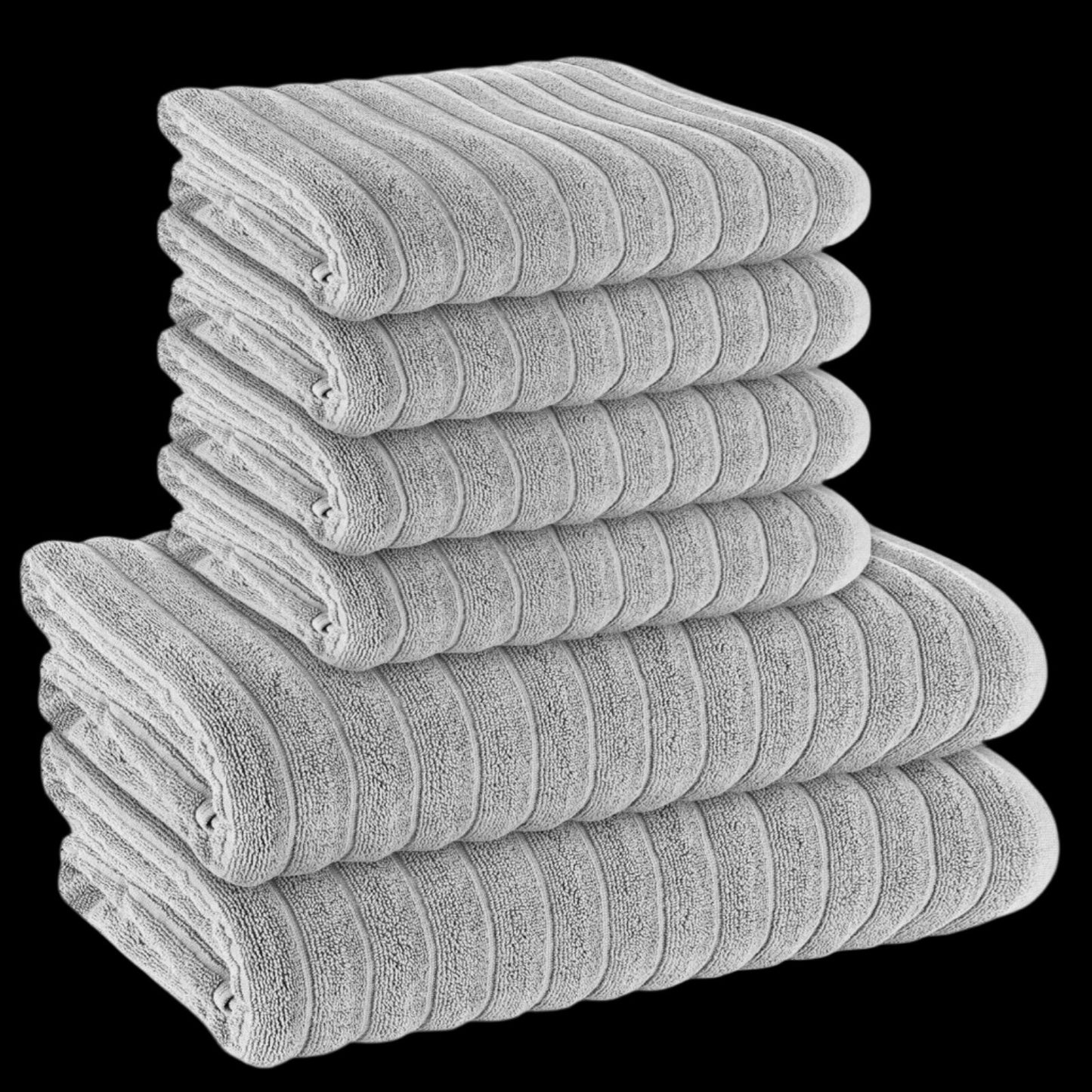 H & B Ribbed 6 Piece Towel Bale Set 4 Colours