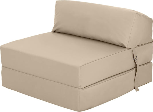Indoor/Outdoor Fold Out Z Bed Chair | Lightweight Sofa Bed Futon with Soft Water-Resistant Cover Stone
