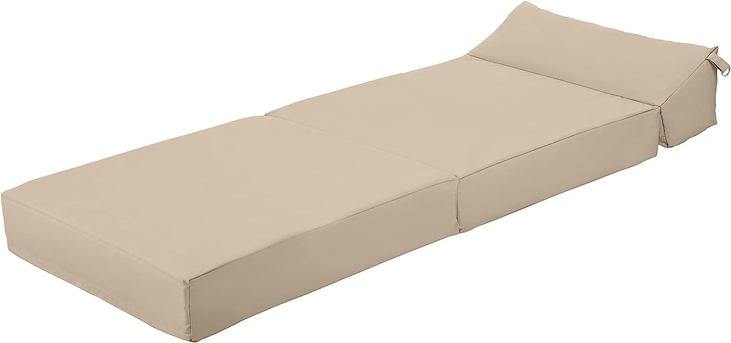 Indoor/Outdoor Fold Out Z Bed Chair | Lightweight Sofa Bed Futon with Soft Water-Resistant Cover Stone