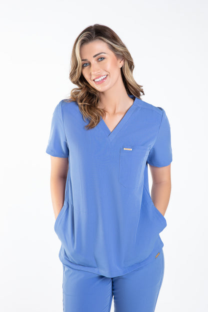 Tasca Women's V Neck Four pockets Scrub With Invisible Side Pockets
