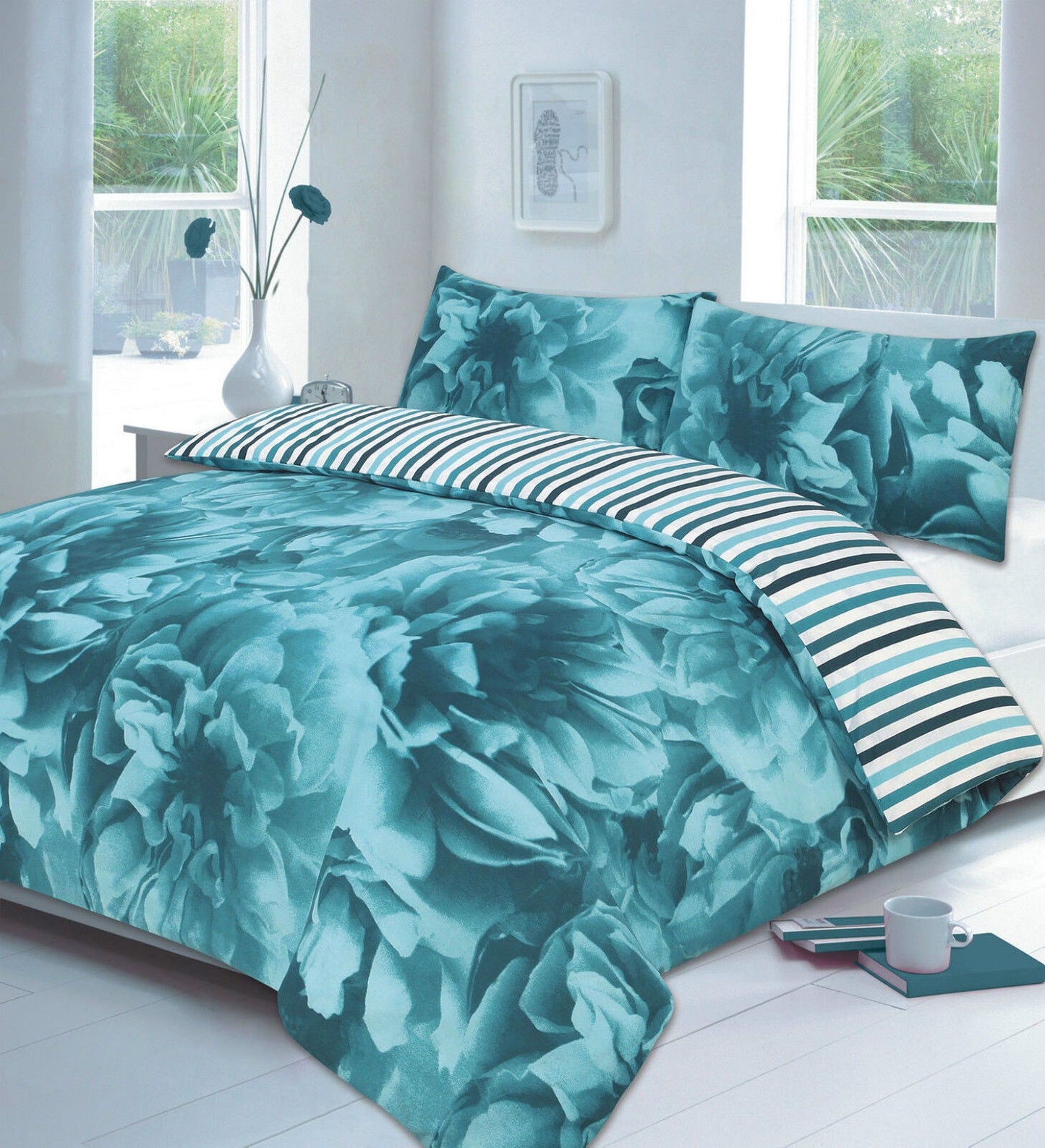 Rose Floral Lined Duvet Set 4 Colours