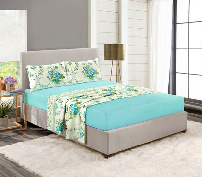 Bloom Teal Flannelette Brushed Cotton Sheet Set