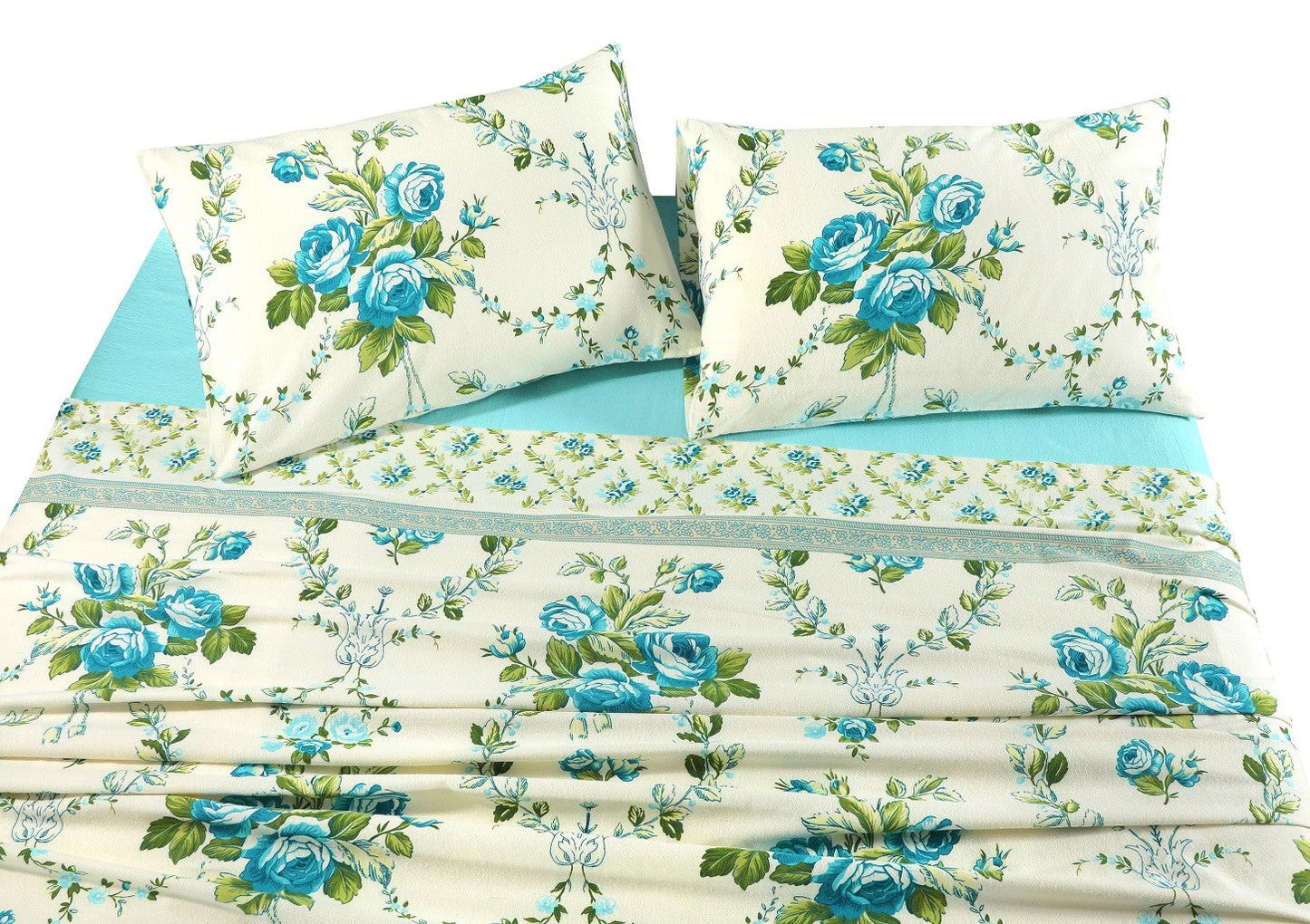 Bloom Teal Flannelette Brushed Cotton Sheet Set