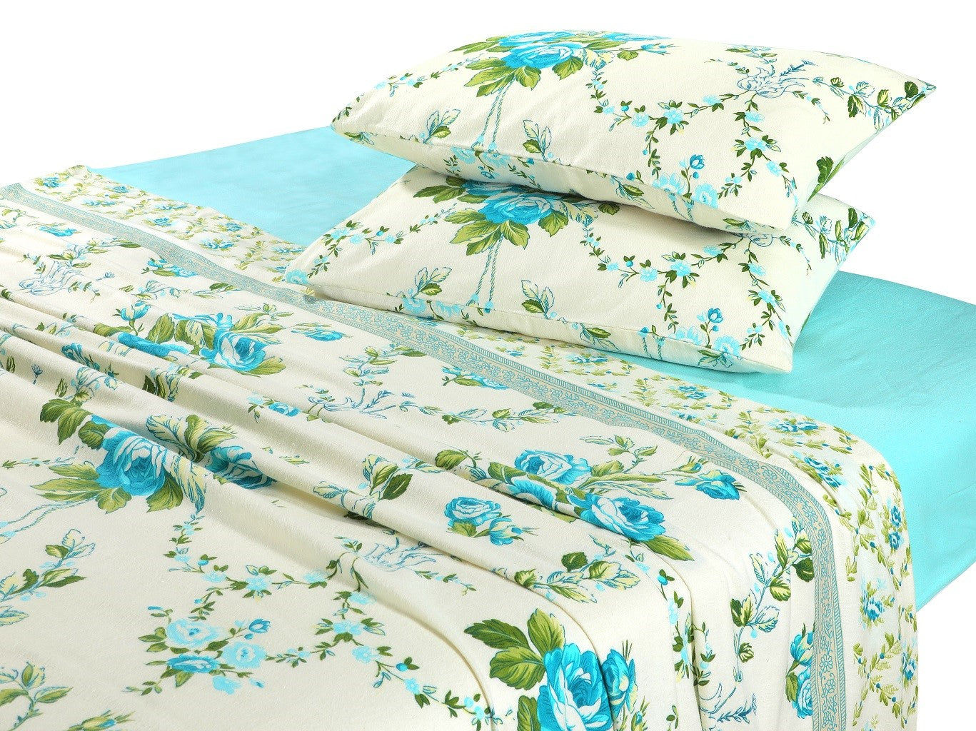 Bloom Teal Flannelette Brushed Cotton Sheet Set