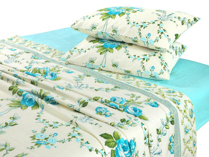 Bloom Teal Flannelette Brushed Cotton Sheet Set