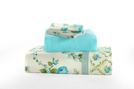 Bloom Teal Flannelette Brushed Cotton Sheet Set