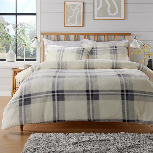 Teddy Duvet Set Grey Check