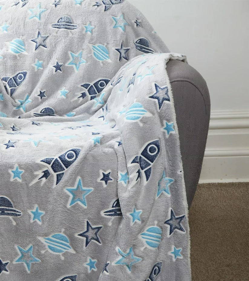 Glow In The Dark Outer Space Teddy Duvet Set