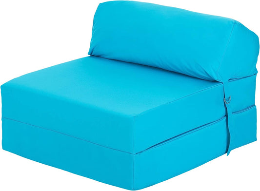 Indoor/Outdoor Fold Out Z Bed Chair | Lightweight Sofa Bed Futon with Soft Water-Resistant Cover Turquoise