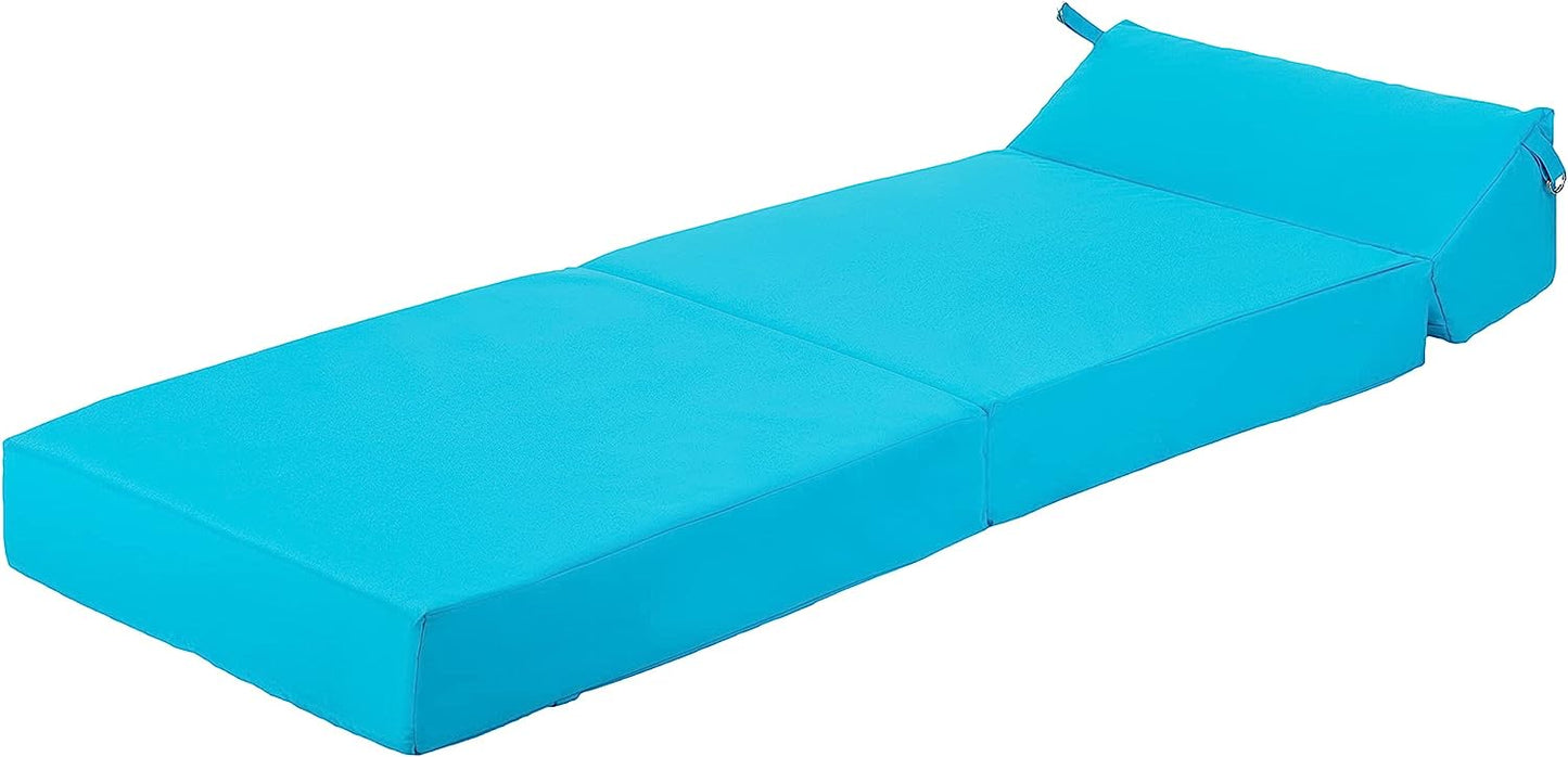 Indoor/Outdoor Fold Out Z Bed Chair | Lightweight Sofa Bed Futon with Soft Water-Resistant Cover Turquoise