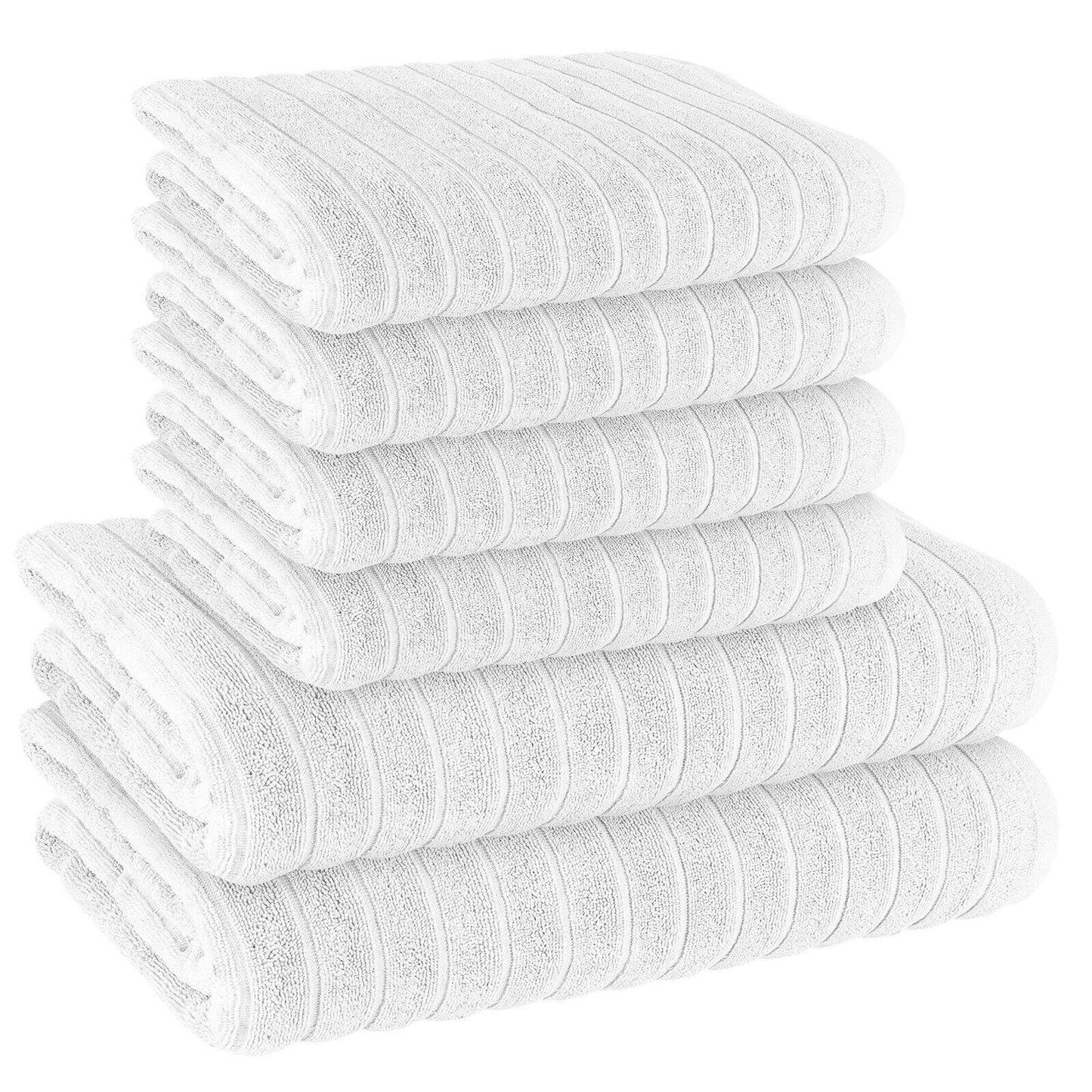 H & B Ribbed 6 Piece Towel Bale Set 4 Colours