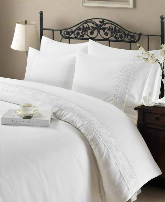 Luxury Laced Strip Duvet Set 6 Colours