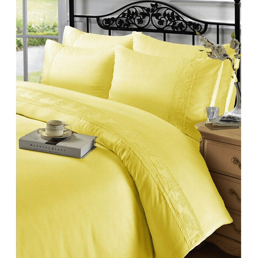 Luxury Laced Strip Duvet Set 6 Colours
