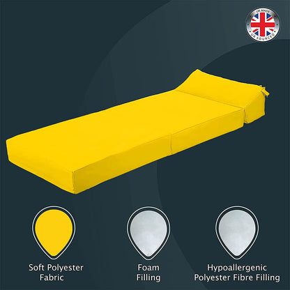 Indoor/Outdoor Fold Out Z Bed Chair | Lightweight Sofa Bed Futon with Soft Water-Resistant Cover Yellow
