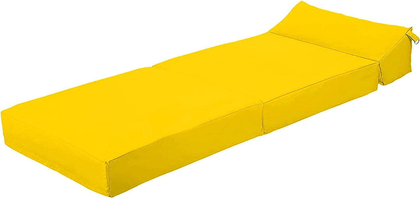 Indoor/Outdoor Fold Out Z Bed Chair | Lightweight Sofa Bed Futon with Soft Water-Resistant Cover Yellow
