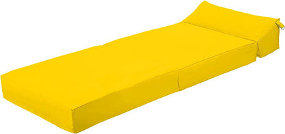 Indoor/Outdoor Fold Out Z Bed Chair | Lightweight Sofa Bed Futon with Soft Water-Resistant Cover Yellow